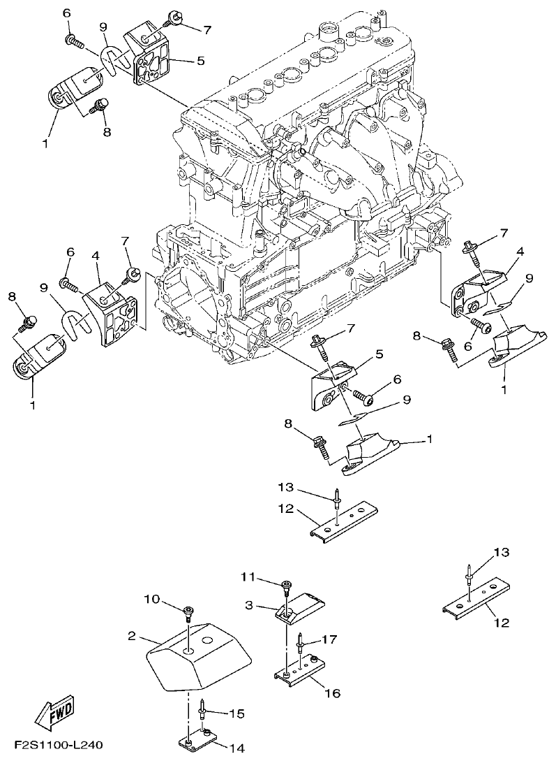 Yamaha FA1800A-M ENGINE MOUNT parts diagram